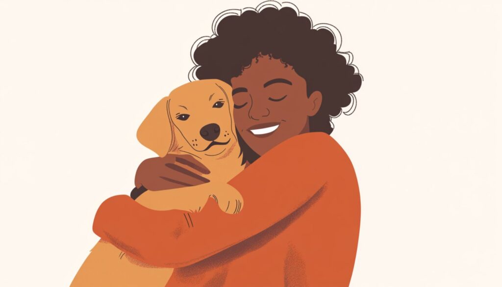 Vector Illustration of a Person Embracing a Hypoallergenic Dog