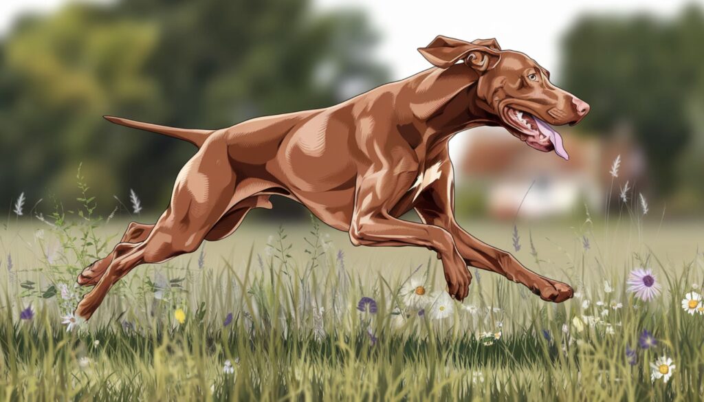 Vector illustration of a Vizsla in full sprint