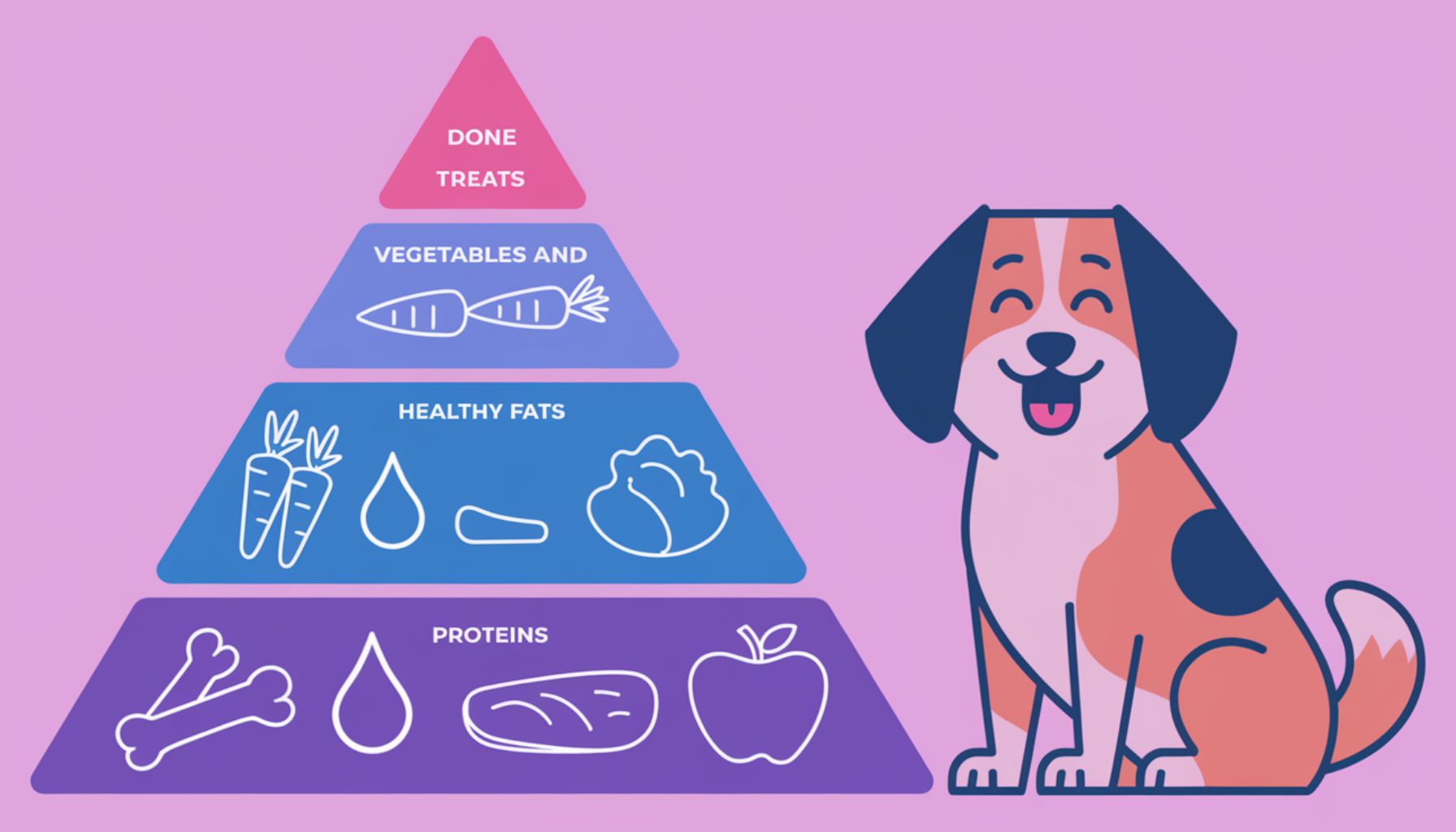 Vector illustration of a food pyramid for dogs