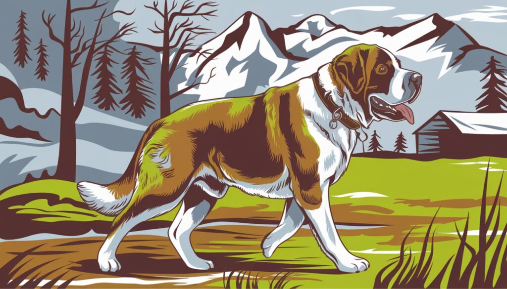 Saint Bernard Working Dog Vector Illustration