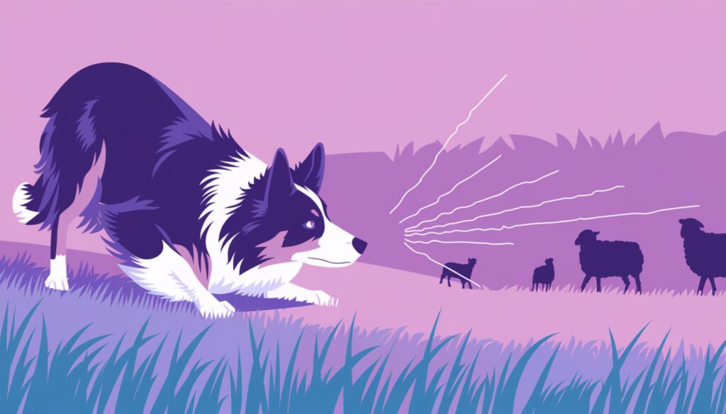 Vector illustration of a Border Collie demonstrating its herding intelligence