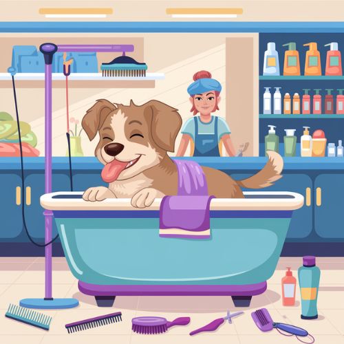 Dog enjoying a relaxing grooming session