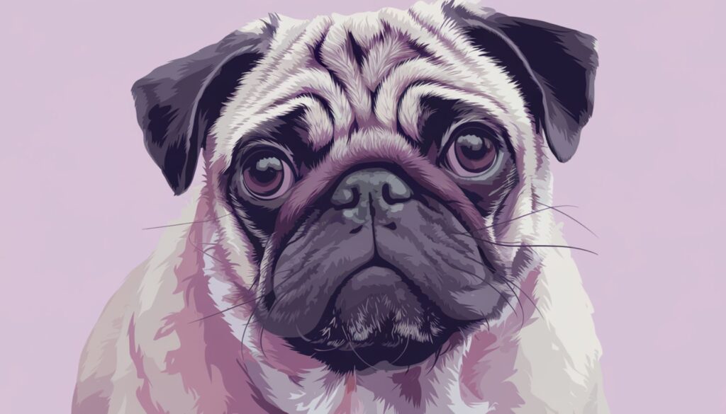 Vector illustration of a Pug's wrinkled face