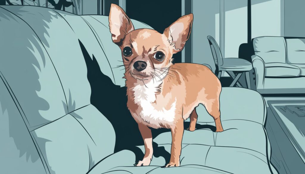 Vector illustration of a Chihuahua in a space-saving apartment setup