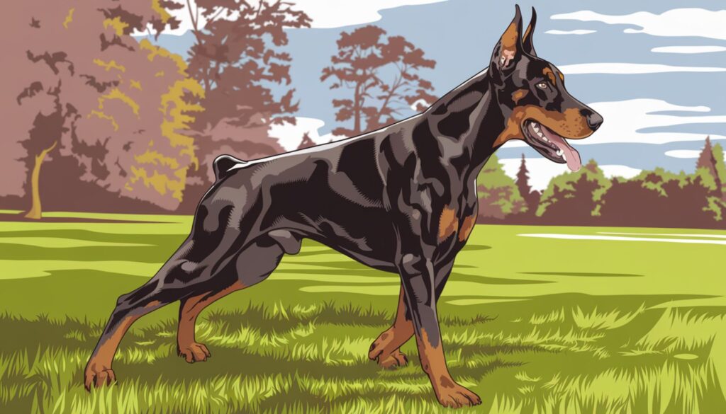 Doberman Pinscher Working Dog Vector Illustration