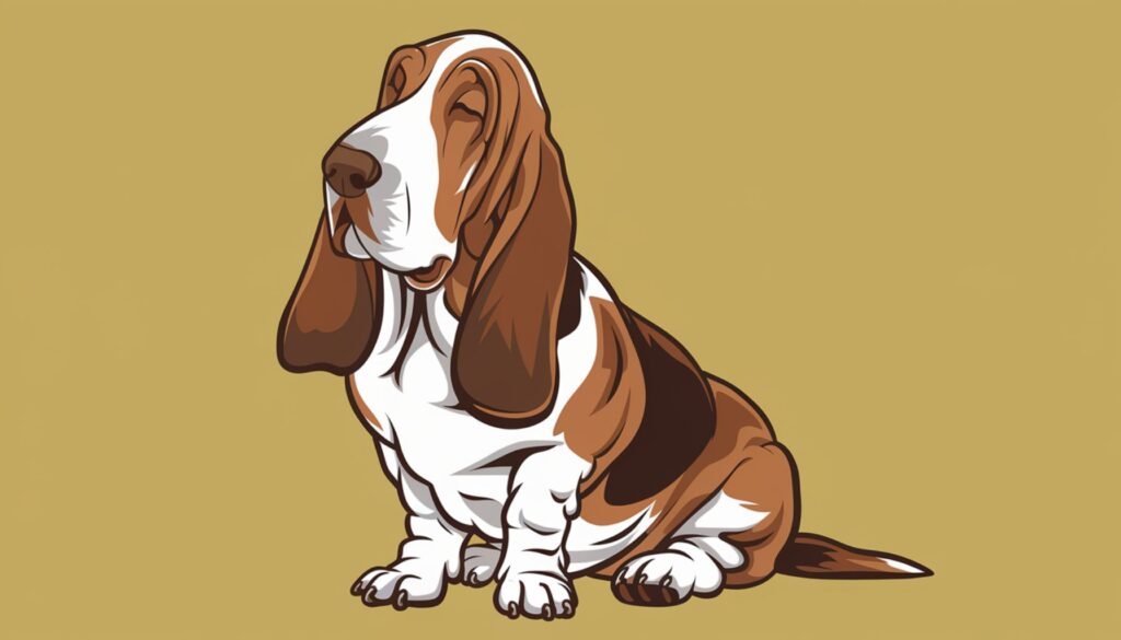 Vector illustration of a Basset Hound with long ears