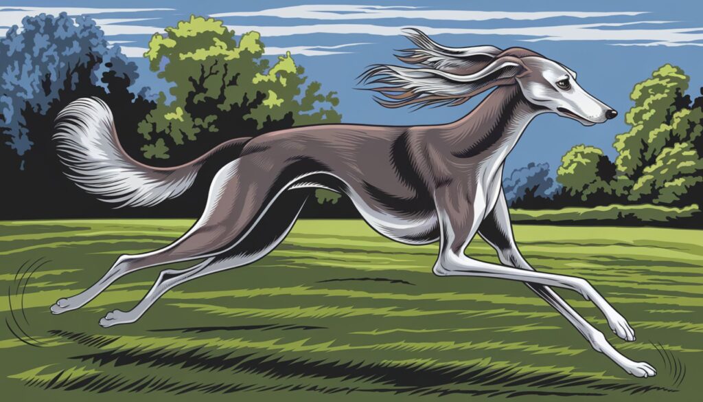 Vector illustration of a Saluki with flowing ears