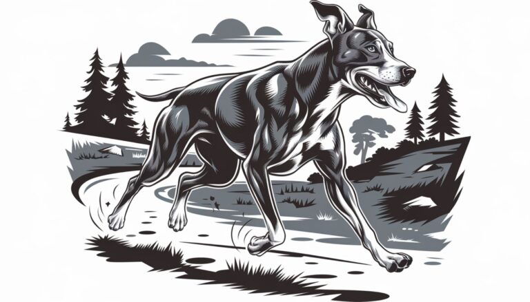 Vector illustration of an active dog breed running in nature