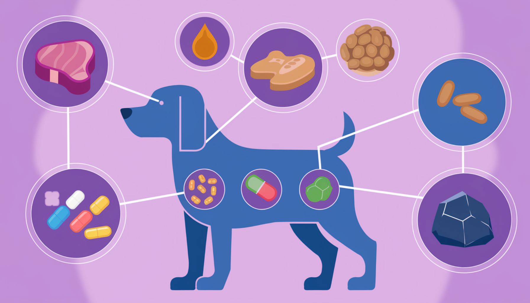 Vector illustration of key nutrients for dogs