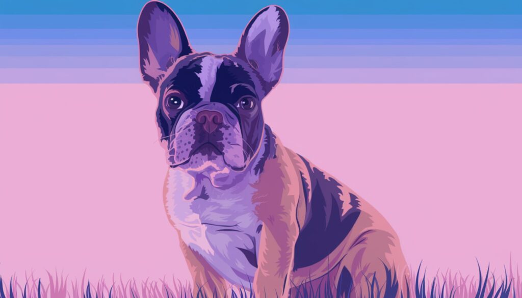 Vector illustration of a French Bulldog with bat-like ears