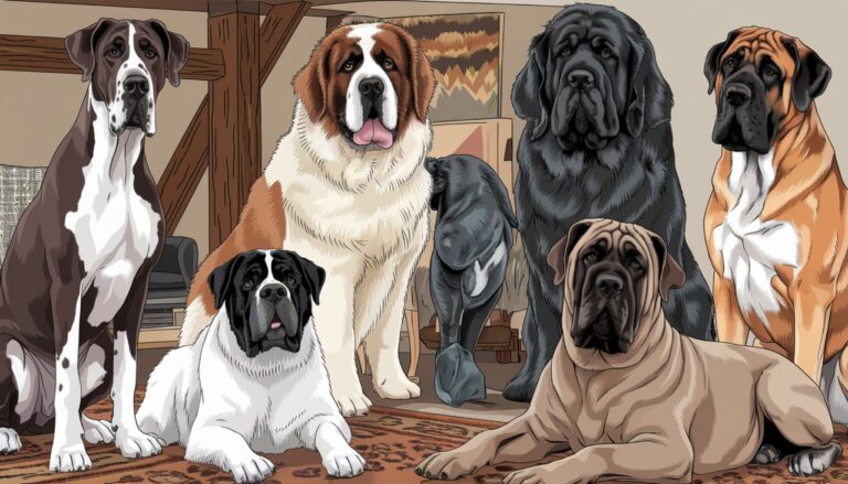 Vector illustration of diverse large dog breeds