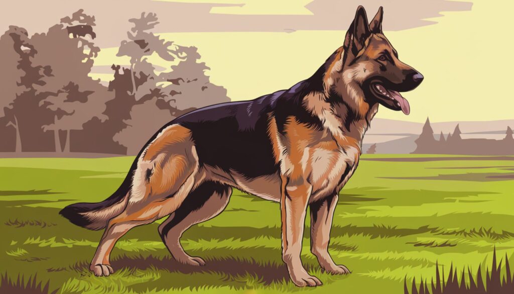 German Shepherd Working Dog Vector Illustration