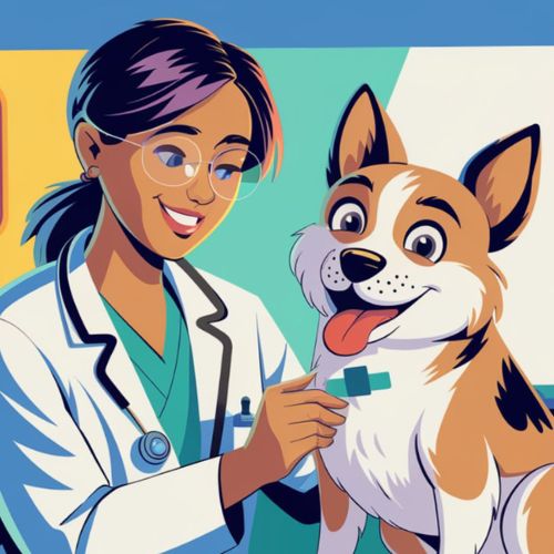 riendly vet examining a happy dog