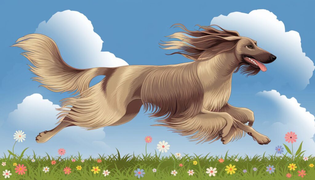 Vector illustration of an Afghan Hound in motion