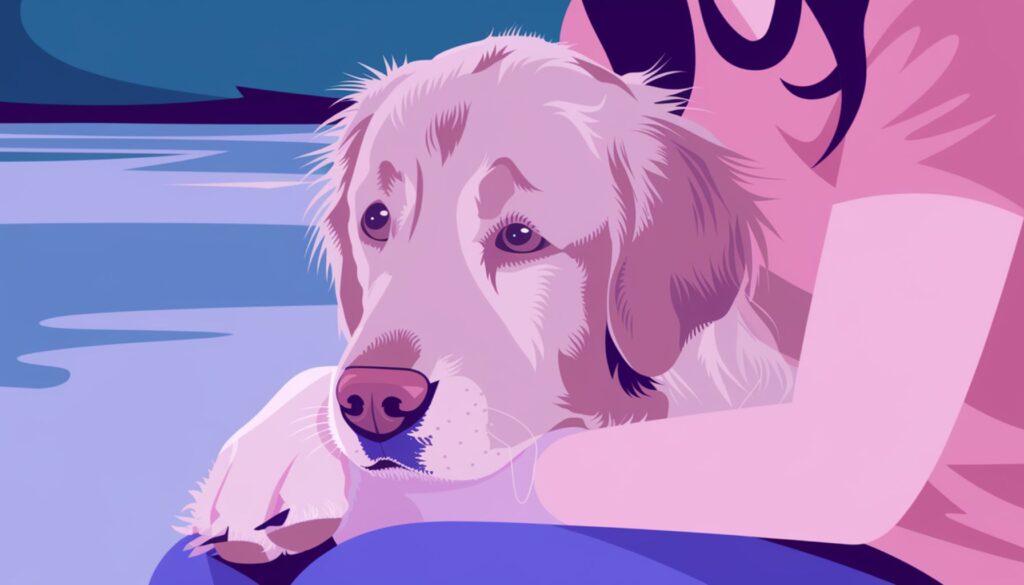 Vector illustration of a Golden Retriever displaying empathy