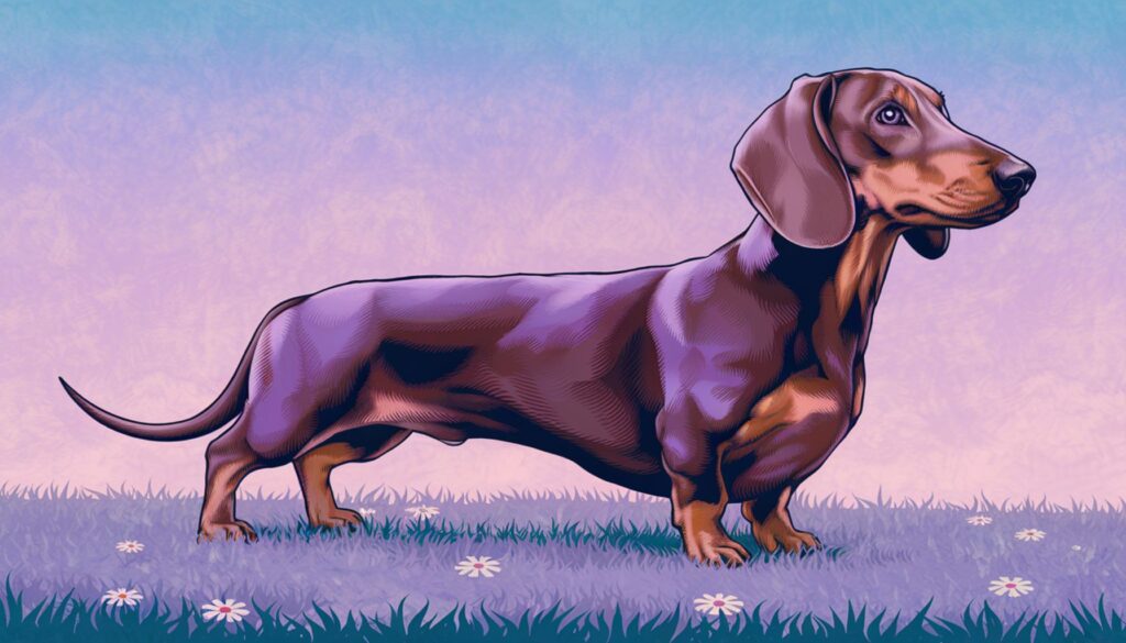 Vector illustration of a Dachshund with elongated body