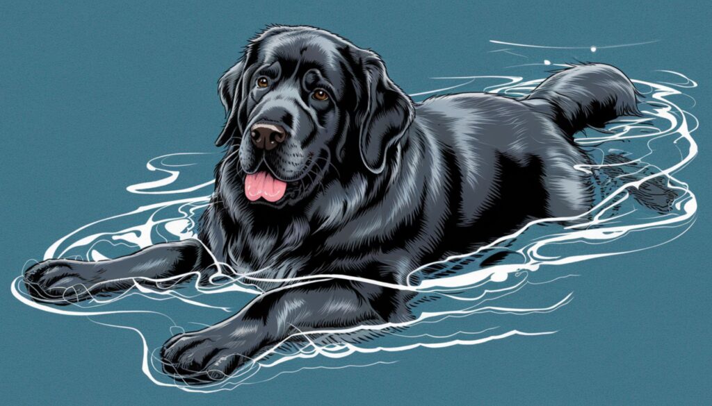  Vector illustration of a Newfoundland dog swimming