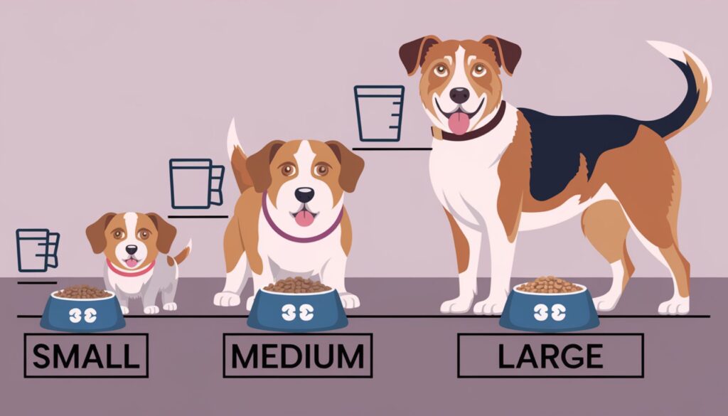 Vector illustration of proper dog food portioning