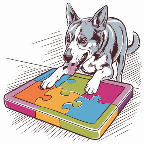 Dog engaged with an interactive puzzle toy