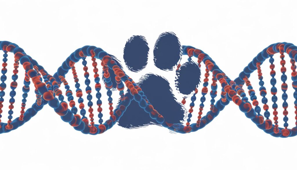 DNA helix with dog paw print vector illustration