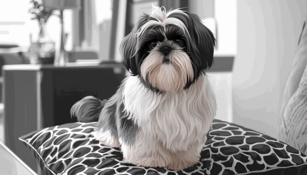 Vector illustration of a Shih Tzu groomed for apartment living