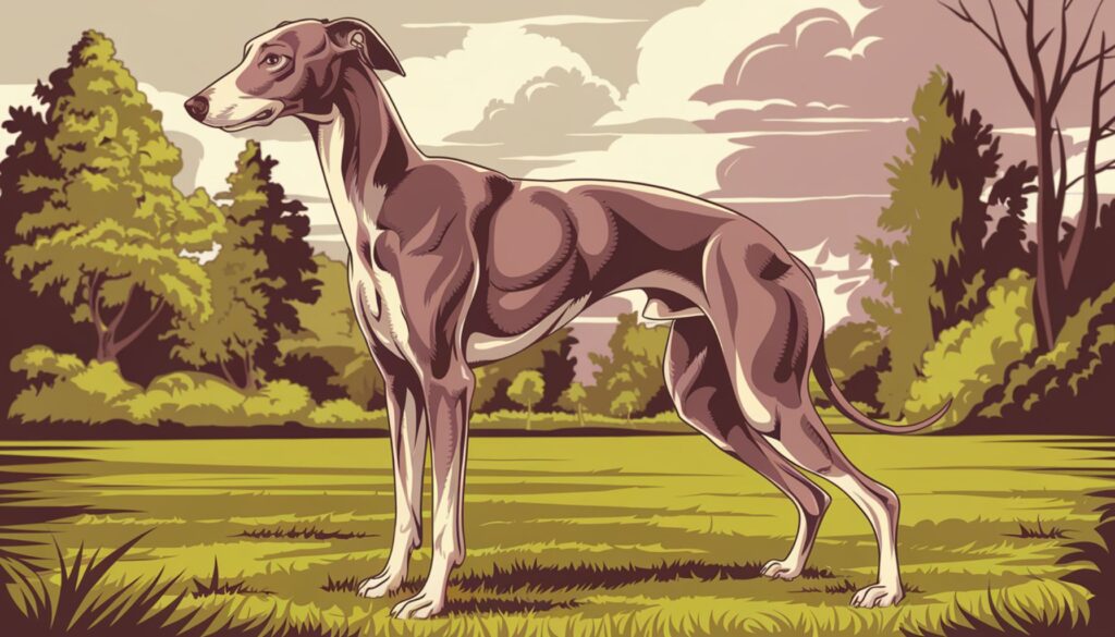 Vector illustration of a Whippet in a graceful stance