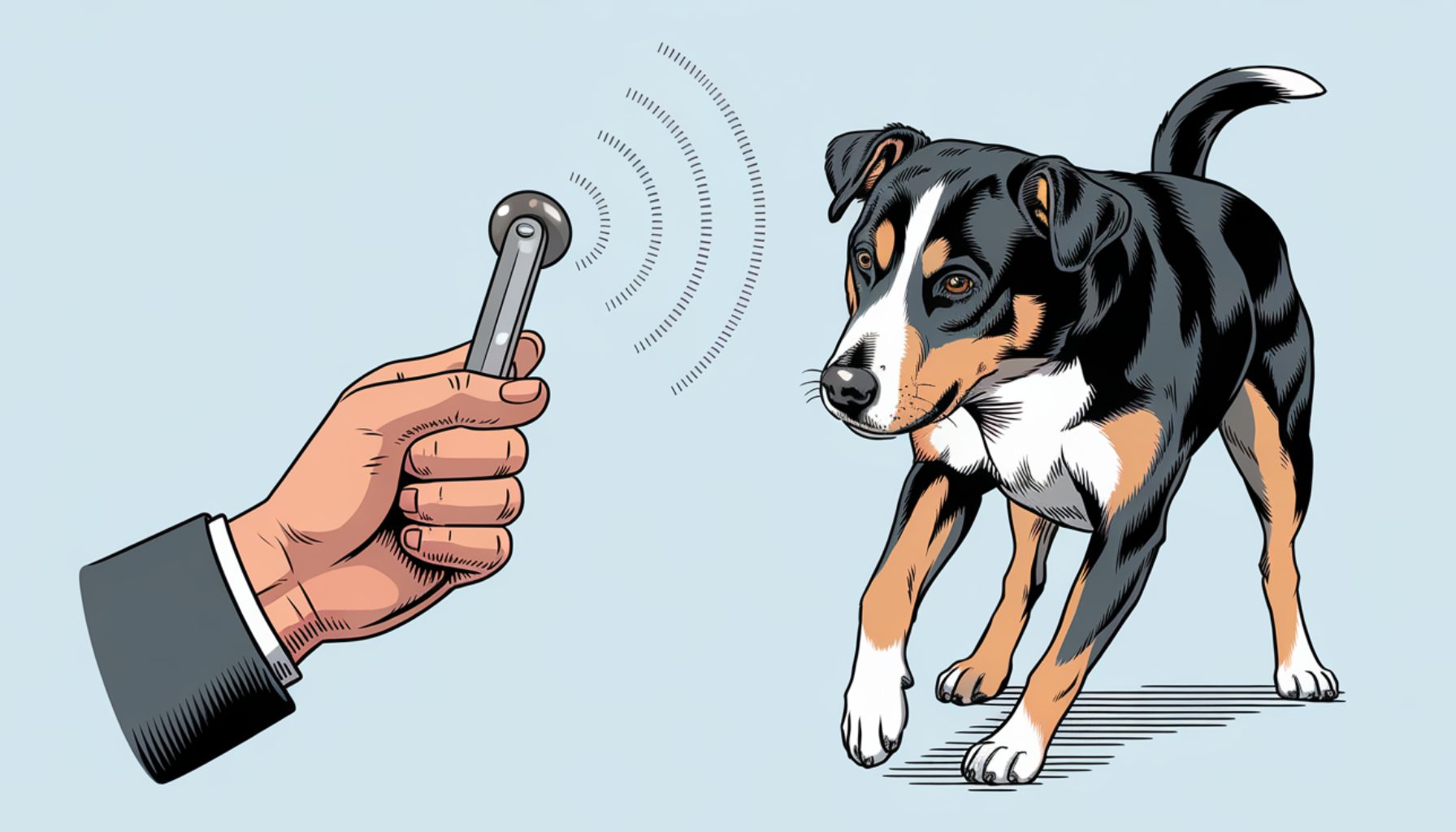 Vector illustration of clicker training technique