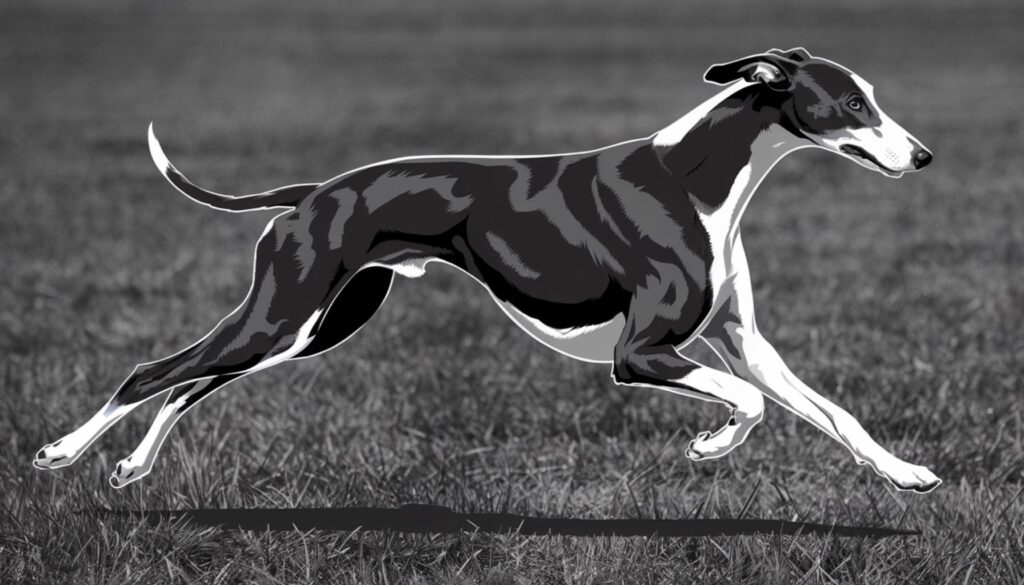 Vector illustration of a Whippet's sleek profile